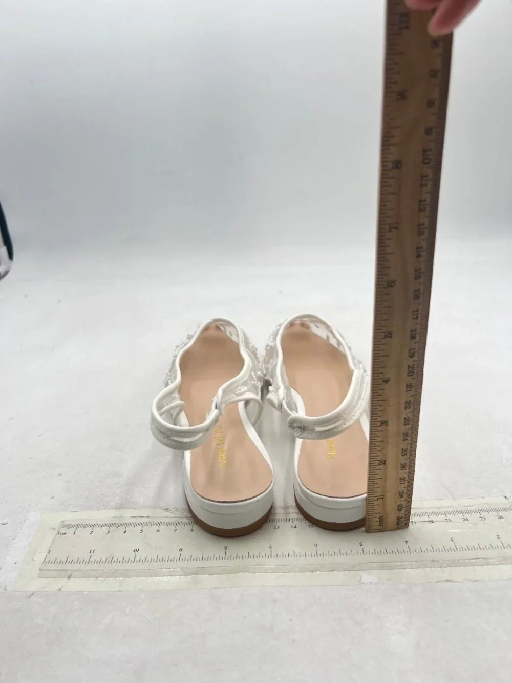 White Women Elegant Pointed Toe Embroidered Mesh Slingback Ballet Flats Shoes